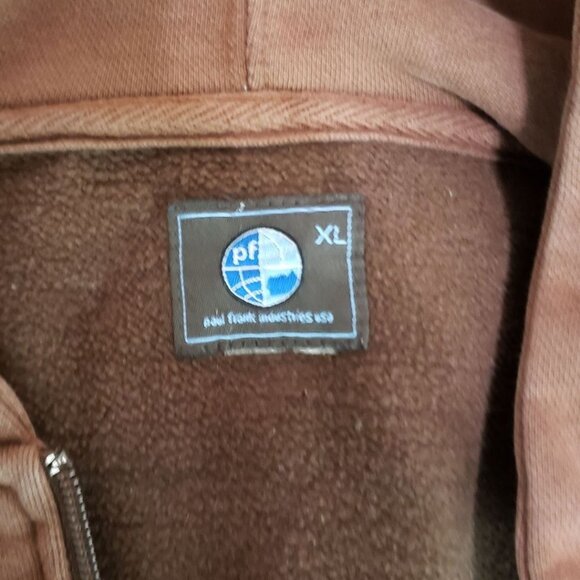 Paul Frank Vtg  Zip-Up Hoodie Fleece Lined With  Embroidery Brown Xlarge - Picture 3 of 13